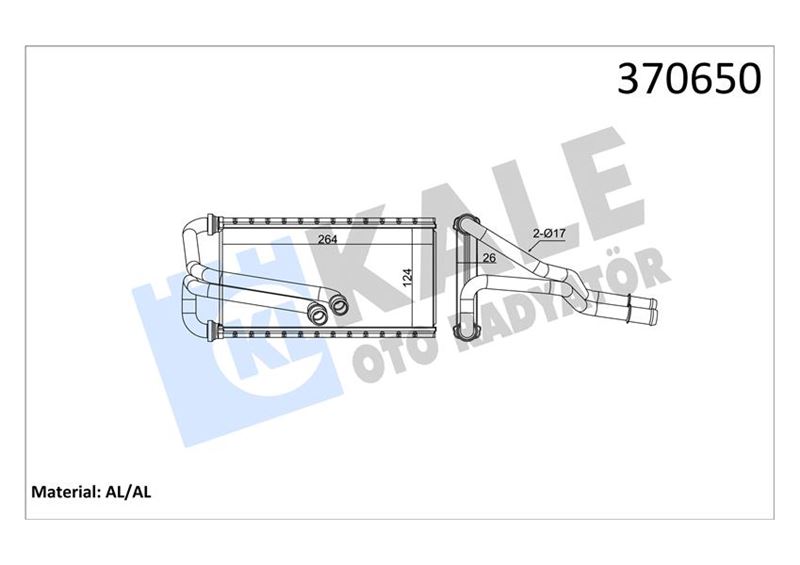 KALE OTO RADYATÖR 370650 İklimlendirme Sistemi İç Mekan Isı Değiştirici - FORD FOCUS IV (HN) uyumlu
