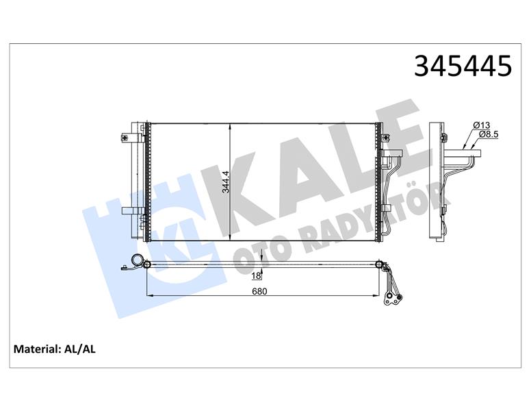 KALE OTO RADYATÖR 345445 İklimlendirme Sistemi Klima Radyatörü - HYUNDAI GRANDEUR (TG) uyumlu