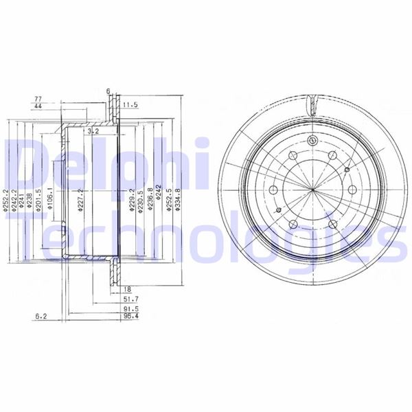 DELPHI BG3188 Fren Sistemleri Fren Diski - TOYOTA LAND CRUISER 80 (_J8_) uyumlu