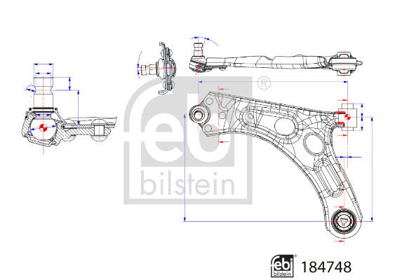 FEBI BILSTEIN 184748 Süspansiyon Sistemi Bugi Kolu - PEUGEOT 208 II (UB_, UP_, UW_, UJ_) uyumlu