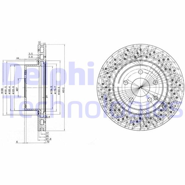 DELPHI BG3828 Fren Sistemleri Fren Diski - MERCEDES-BENZ S-SERISI (W220, V220) uyumlu