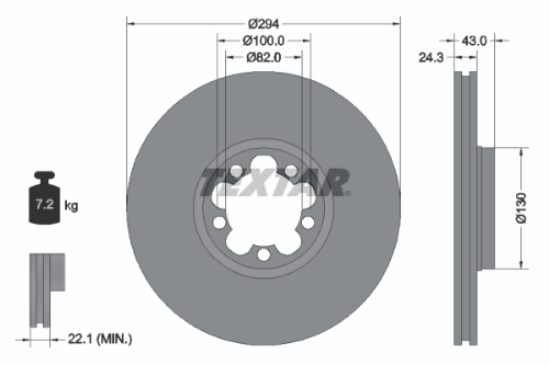 TEXTAR 92103803 Fren Sistemleri Fren Diski - FORD TRANSIT Minibüs/Otobüs (FD_ _, FB_ _, FS_ _, FZ_ _, FC_ _) uyumlu