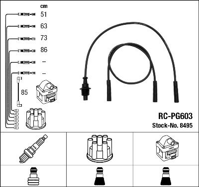 NGK 8495 Ateşleme Sistemi Ateşleme Kablosu - PEUGEOT 205 II (20A/C) uyumlu