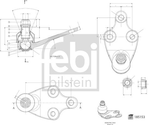 FEBI BILSTEIN 185153 Tekerlek & Aks Parçaları Taşıyıcı Mafsal - DS DS 7 Crossback (J4_, JR_, JC_) uyumlu