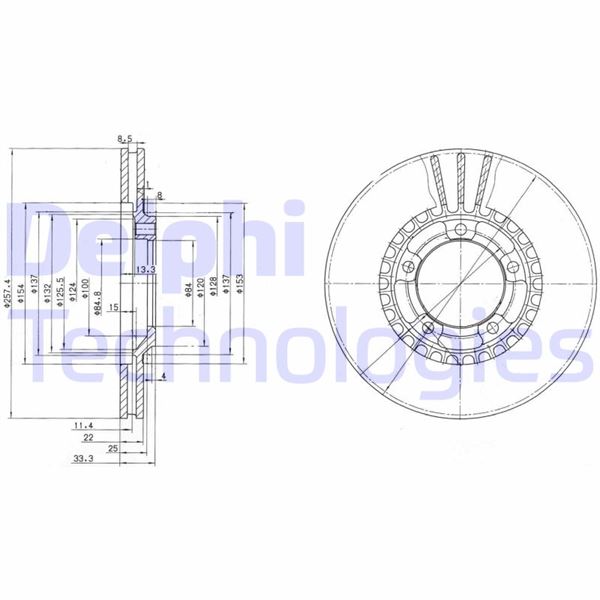 DELPHI BG4036 Fren Sistemleri Fren Diski - MITSUBISHI L 300 III Panelvan/Van (P0_V, P1_V, P2_V) uyumlu