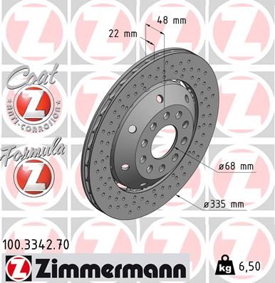 ZIMMERMANN 100.3342.70 Fren Sistemleri Fren Diski - AUDI A6 C5 (4B2, 4B4) uyumlu