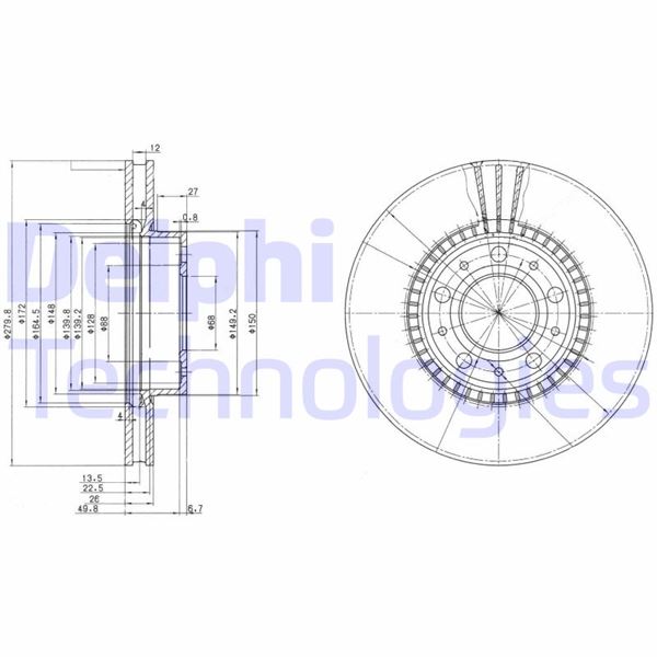 DELPHI BG2719 Fren Sistemleri Fren Diski - VOLVO 740 (744) uyumlu