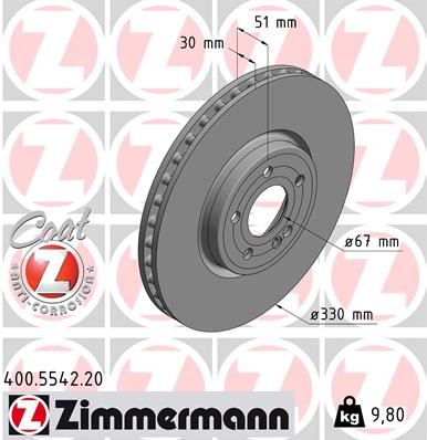 ZIMMERMANN 400.5542.20 Fren Sistemleri Fren Diski - MERCEDES-BENZ A-SERISI (W177) uyumlu