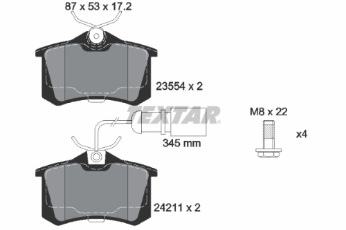 TEXTAR 2421101 Fren Sistemleri Fren Balatası - AUDI A4 B5 Avant (8D5) uyumlu