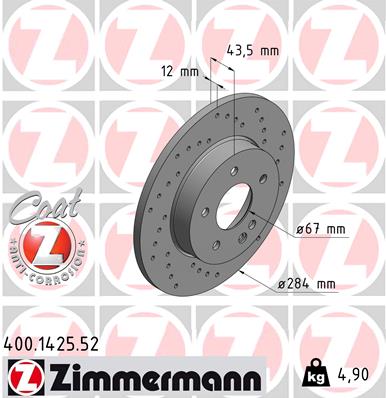 ZIMMERMANN 400.1425.52 Fren Sistemleri Fren Diski - MERCEDES-BENZ C-SERISI (W202) uyumlu