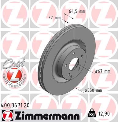 ZIMMERMANN 400.3671.20 Fren Sistemleri Fren Diski - MERCEDES-BENZ E-SERISI (W211) uyumlu