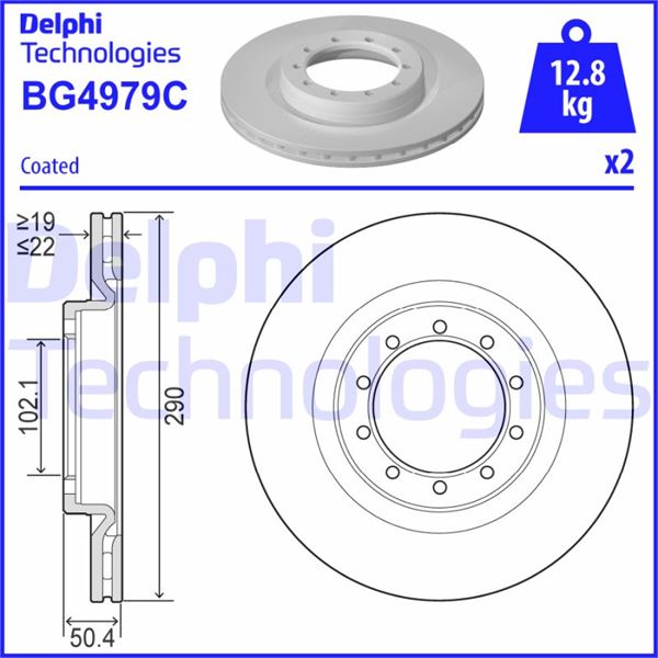 DELPHI BG4979C Fren Sistemleri Fren Diski - RENAULT TRUCKS MASCOTT Platform şasi uyumlu