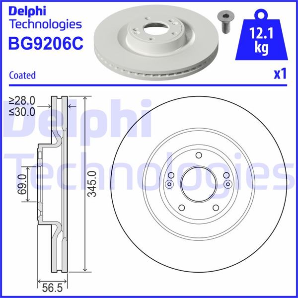 DELPHI BG9206C Fren Sistemleri Fren Diski - HYUNDAI GENESIS Coupe uyumlu