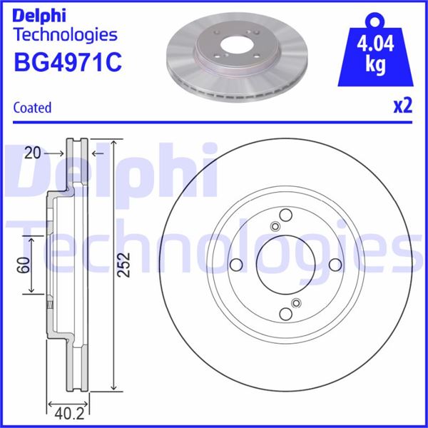 DELPHI BG4971C Fren Sistemleri Fren Diski - SUZUKI SWIFT IV (FZ, NZ) uyumlu