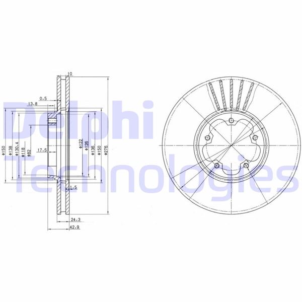 DELPHI BG3676 Fren Sistemleri Fren Diski - FORD TRANSIT Minibüs/Otobüs (FD_ _, FB_ _, FS_ _, FZ_ _, FC_ _) uyumlu