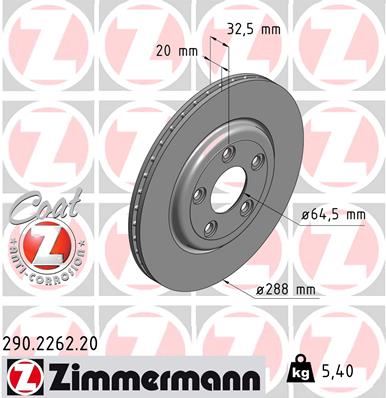 ZIMMERMANN 290.2262.20 Fren Sistemleri Fren Diski - LINCOLN LS uyumlu