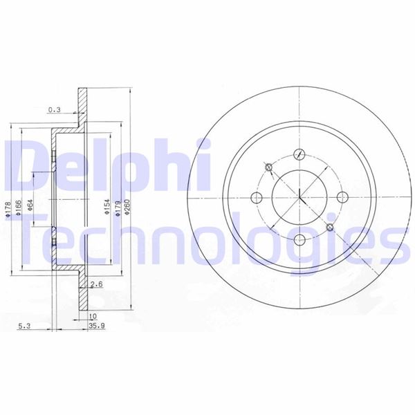 DELPHI BG3102 Fren Sistemleri Fren Diski - MITSUBISHI LANCER III Station Wagon (C1_V, C3_V) uyumlu