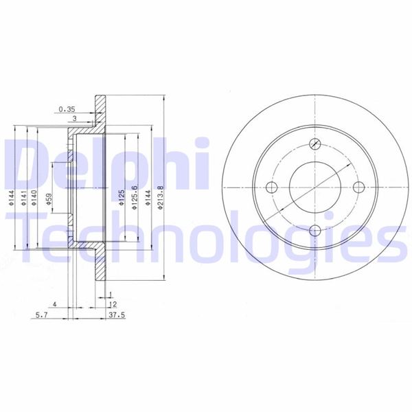 DELPHI BG2357 Fren Sistemleri Fren Diski - NISSAN MICRA I (K10) uyumlu