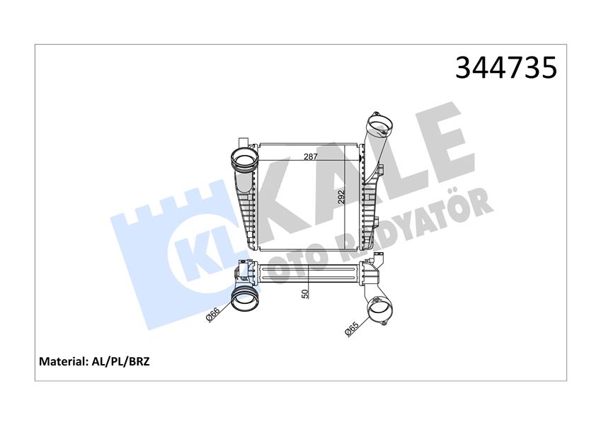 KALE OTO RADYATÖR 344735 Motor Turbo Radyatörü - VW TOUAREG (7LA, 7L6, 7L7) uyumlu