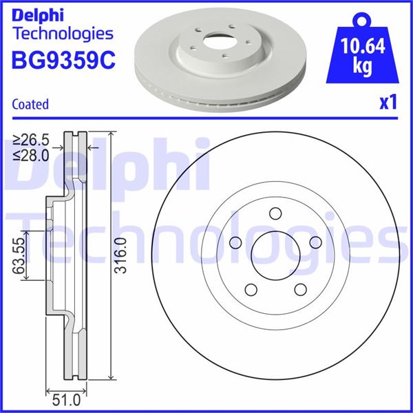DELPHI BG9359C Fren Sistemleri Fren Diski - FORD S-MAX (CJ, WA6) uyumlu