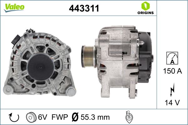 VALEO 443311 Elektrik Sistemi Alternatör - PEUGEOT 308 SW II (LC_, LJ_, LR_, LX_, L4_) uyumlu