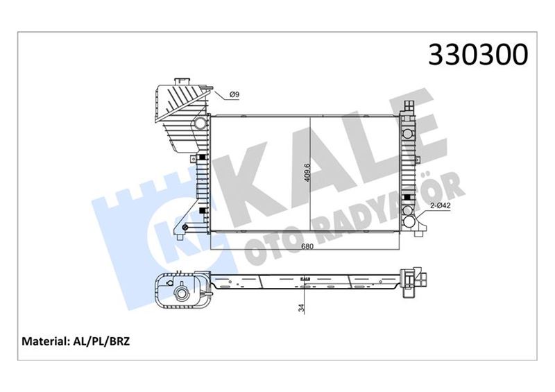 Su Radyatörü - KALE OTO RADYATÖR - 0915041AB Ürün Görseli