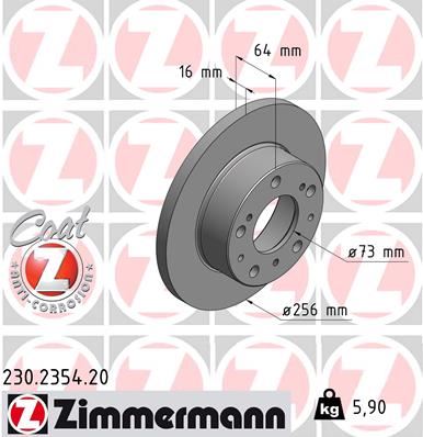 ZIMMERMANN 230.2354.20 Fren Sistemleri Fren Diski - CITROËN C25 Minibüs/Otobüs (280_, 290_) uyumlu