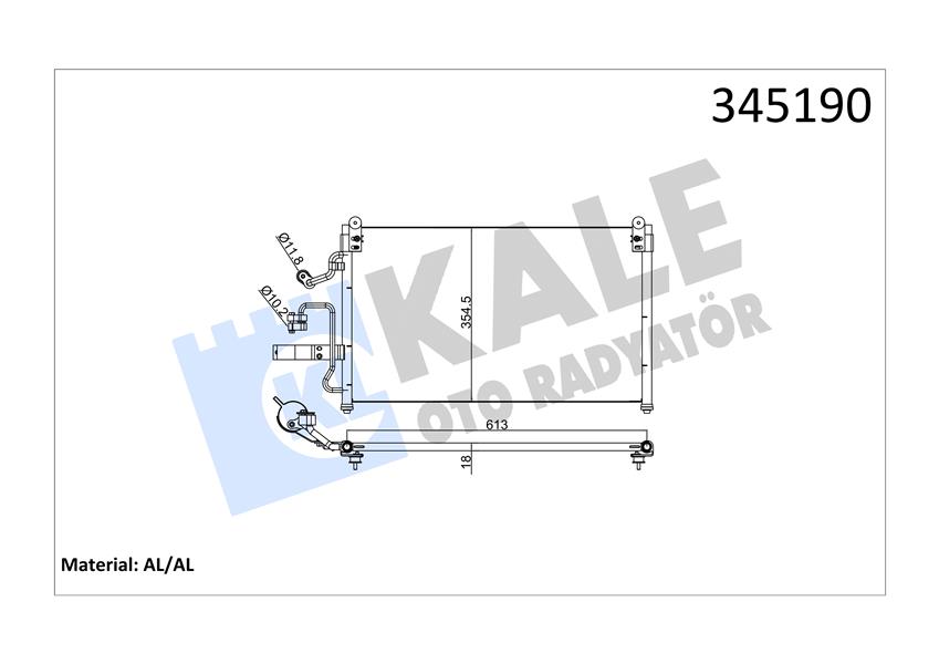 KALE OTO RADYATÖR 345190 İklimlendirme Sistemi Klima Radyatörü - DAEWOO LEGANZA (KLAV) uyumlu