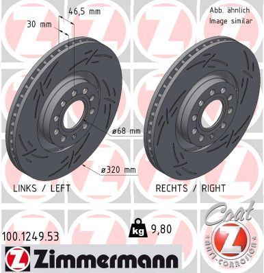 ZIMMERMANN 100.1249.53 Fren Sistemleri Fren Diski - AUDI A6 C5 (4B2, 4B4) uyumlu
