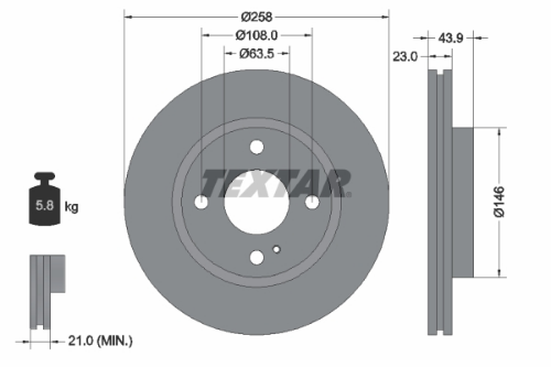 TEXTAR 92176005 Fren Sistemleri Fren Diski - FORD FIESTA VI (CB1, CCN) uyumlu