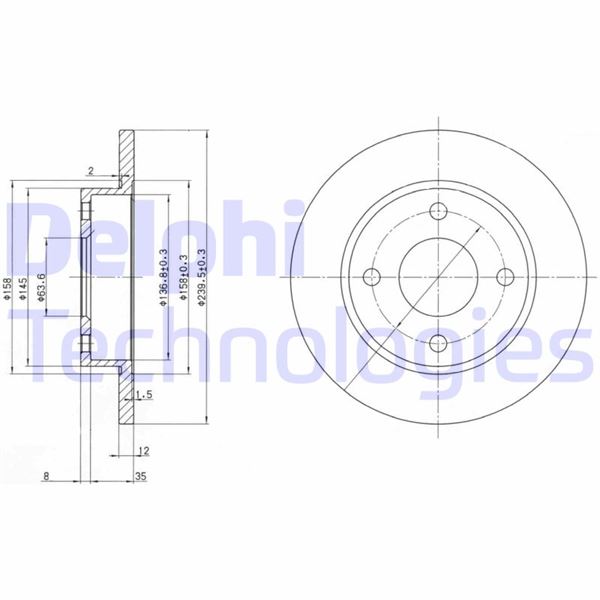 DELPHI BG3055 Fren Sistemleri Fren Diski - FORD FIESTA III (GFJ) uyumlu
