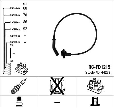 NGK 44233 Ateşleme Sistemi Ateşleme Kablosu - FORD KA (RB_) uyumlu