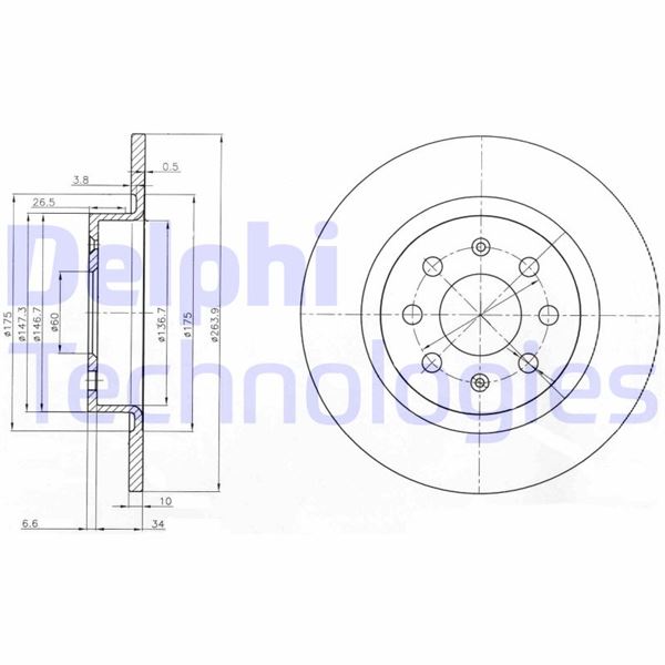 DELPHI BG3945 Fren Sistemleri Fren Diski - FIAT PUNTO EVO (199_) uyumlu
