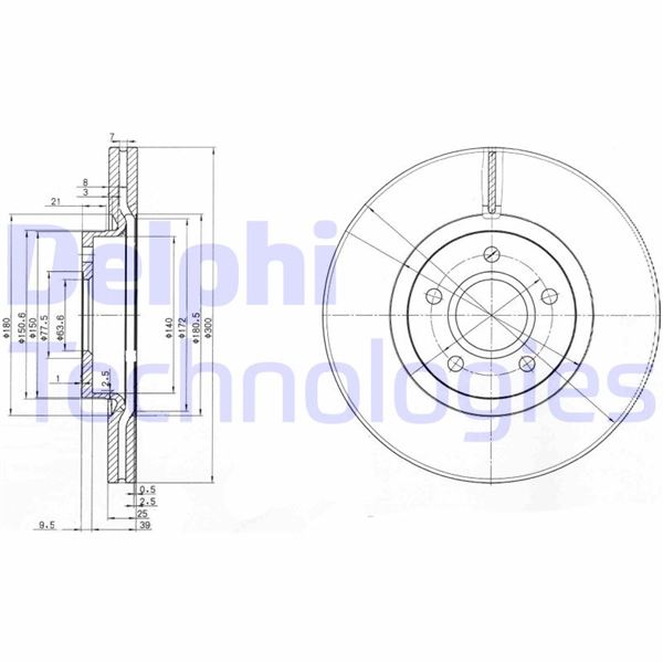 DELPHI BG3895C Fren Sistemleri Fren Diski - FORD C-MAX II (DXA/CB7, DXA/CEU) uyumlu