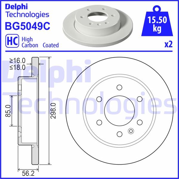 DELPHI BG5049C Fren Sistemleri Fren Diski - MERCEDES-BENZ SPRINTER 3-t Tourer Bus (B907) uyumlu