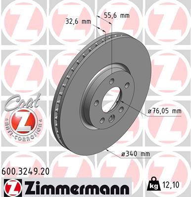 ZIMMERMANN 600.3249.20 Fren Sistemleri Fren Diski - VW TRANSPORTER T5 Minibüs/Otobüs (7HB, 7HJ, 7EB, 7EJ) uyumlu