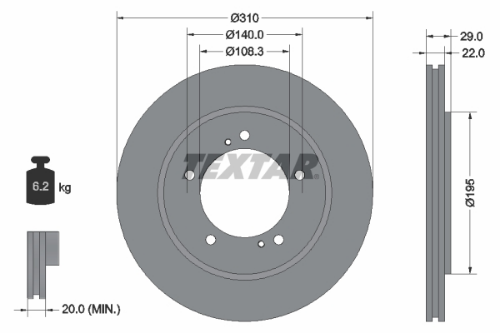 TEXTAR 92170503 Fren Sistemleri Fren Diski - SUZUKI GRAND VITARA I (FT, HT) uyumlu