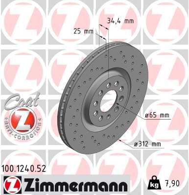ZIMMERMANN 100.1240.52 Fren Sistemleri Fren Diski - SEAT IBIZA IV (6J5, 6P1) uyumlu