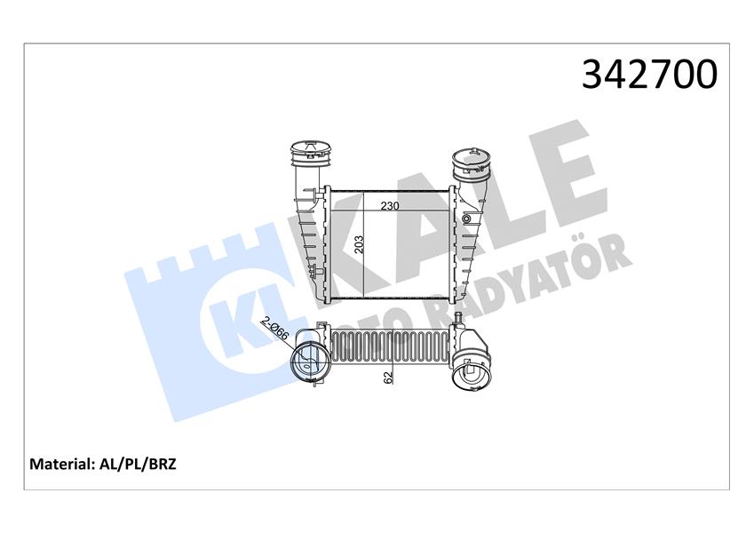 KALE OTO RADYATÖR 342700 Motor Turbo Radyatörü - VW PASSAT B5.5 (3B3) uyumlu