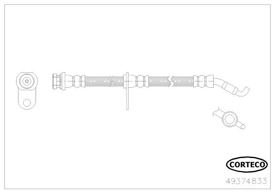 CORTECO 49374833 Fren Sistemleri Fren Hortumları - OPEL AGILA B (H08) uyumlu
