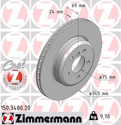 ZIMMERMANN 150.3480.20 Fren Sistemleri Fren Diski - BMW 6 Coupe (F13) uyumlu