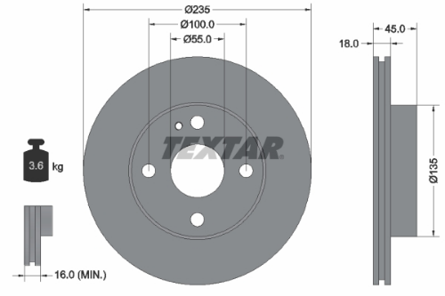 TEXTAR 92061500 Fren Sistemleri Fren Diski - MAZDA 323 S IV (BG) uyumlu