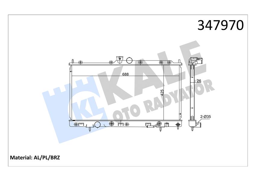 KALE OTO RADYATÖR 347970 Soğutma Sistemi Su Soğutucu & Parçaları - MITSUBISHI OUTLANDER I (CU_W) uyumlu