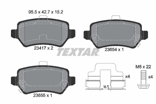 TEXTAR 2341703 Fren Sistemleri Fren Balatası - OPEL MERIVA A MPV (X03) uyumlu