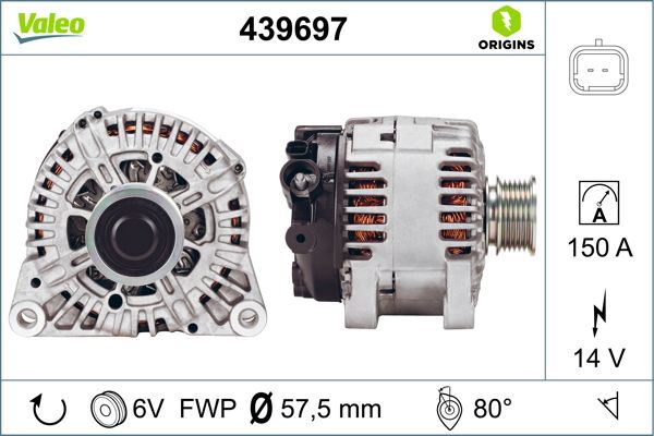 VALEO 439697 Elektrik Sistemi Alternatör - CITROËN C-CROSSER (VU_, VV_) uyumlu