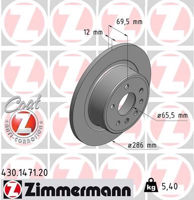 ZIMMERMANN 430.1471.20 Fren Sistemleri Fren Diski - OPEL OMEGA B (V94) uyumlu