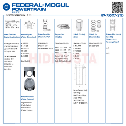 Piston Seti - GOETZE ENGINE - 8975507STD
