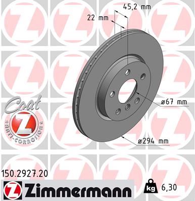 ZIMMERMANN 150.2927.20 Fren Sistemleri Fren Diski - MINI MINI (F56) uyumlu