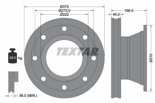 TEXTAR 93192300 Fren Sistemleri Fren Diski - VOLVO FL II uyumlu