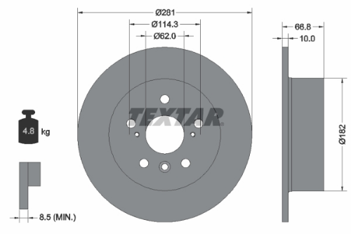 TEXTAR 92257803 Fren Sistemleri Fren Diski - TOYOTA CAMRY Sedan (_V5_) uyumlu